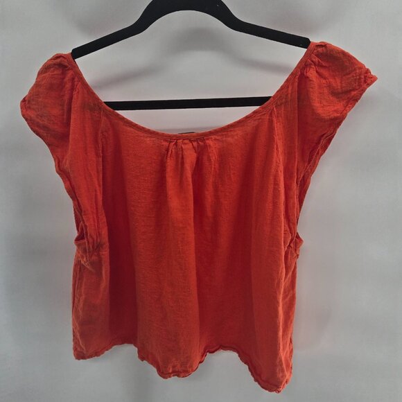 Banana Republic Factory Orange Cotton/Linen Blend Tie Front Top Size Large - Picture 5 of 8